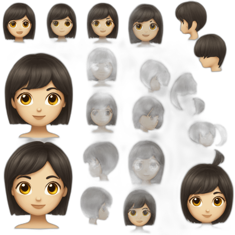 Uzbekistan girl with cascade brunette haircut with fringes emoji