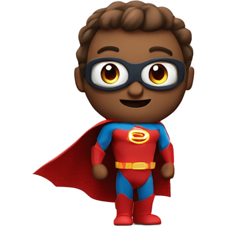 un super heroe en plano medio superior estilo pixar 3d saludando emoji