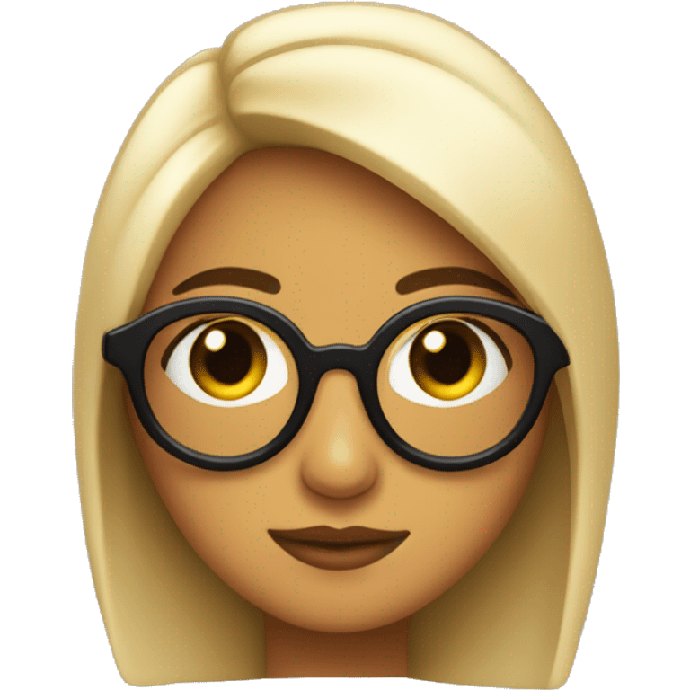 chica morocha con lentes y pelo negro emoji