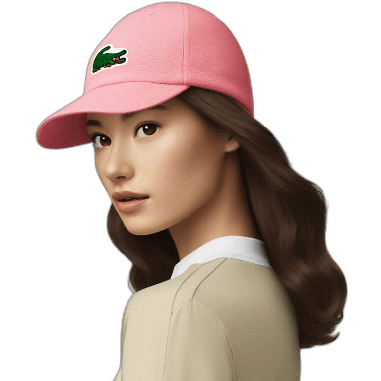 Brunette lacoste beanie with lacoste emoji