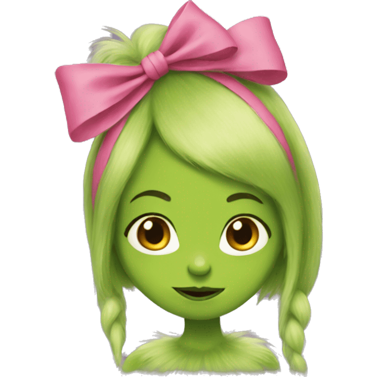 Girl grinch with a pink bow emoji