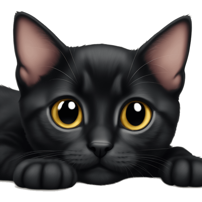 Black Bombay kitten laying emoji