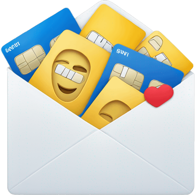 Opened mail with 3 debit cards inside emoji