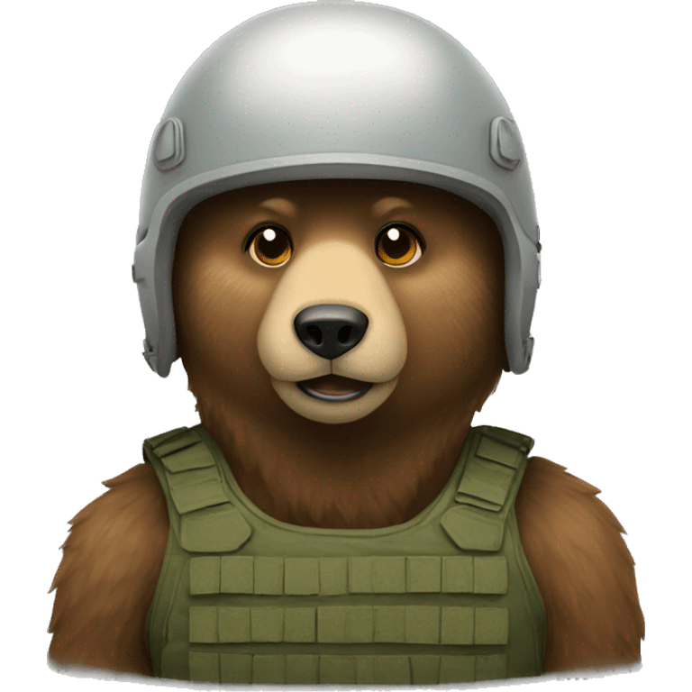 Bear in military helmet emoji