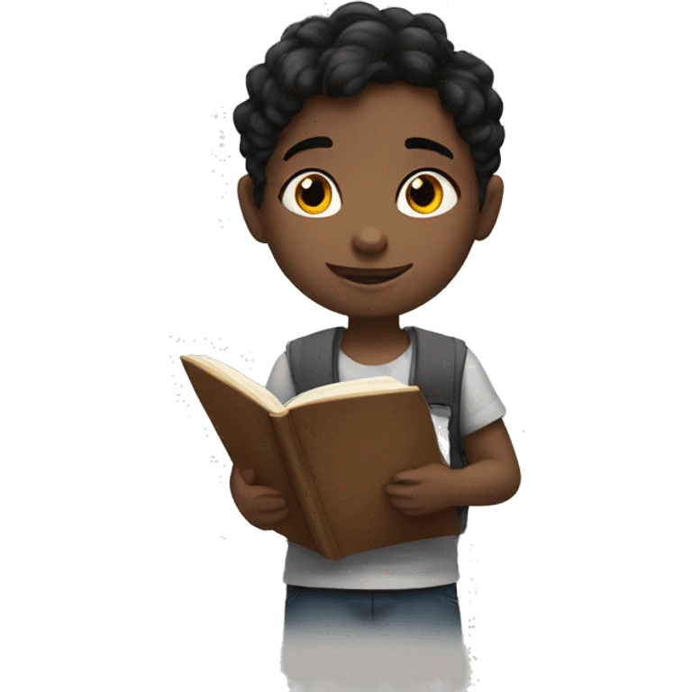 Black haired kid giving homework  emoji