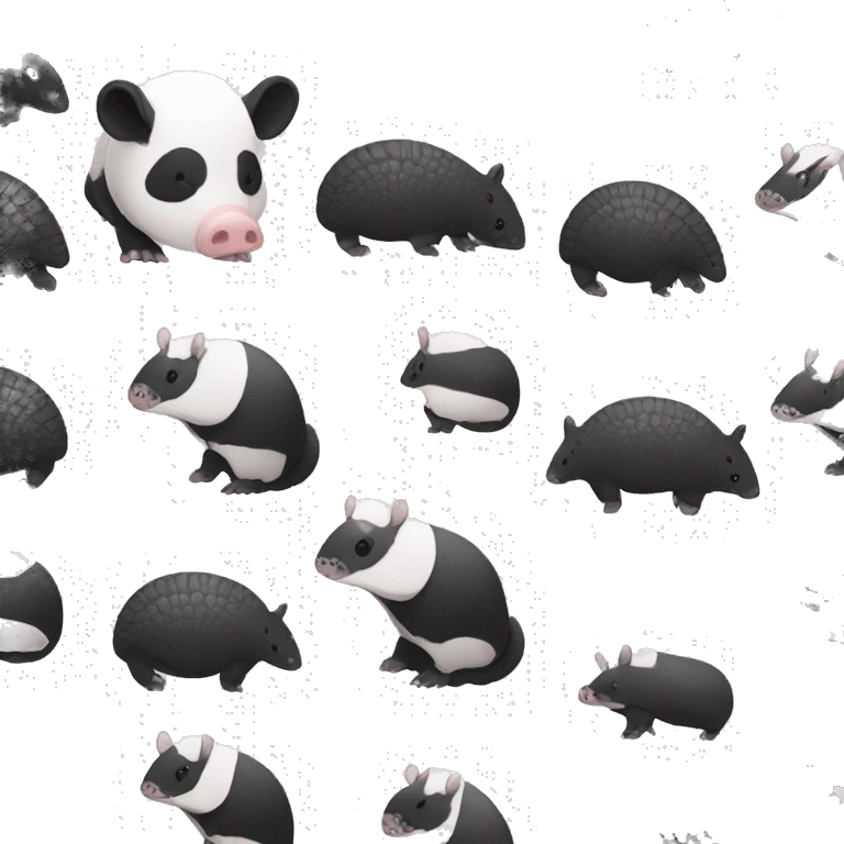 Black and white piebald chubby armadillo pig panda centipede armadillo  emoji