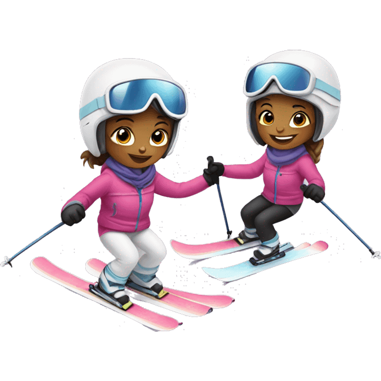 Sweet girls skiing emoji