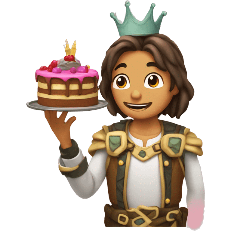 Tortuga con cake en la mano que pone drama king emoji