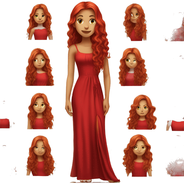 Fair-skin-elegant-girl-in-red-long-dress-with-long-red-hair emoji