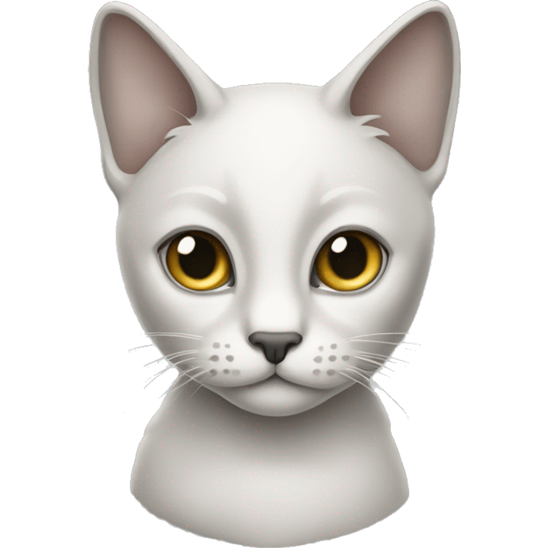 Create a cat whose body colour is white and whose face is grey. Like a Siamese cat.  emoji