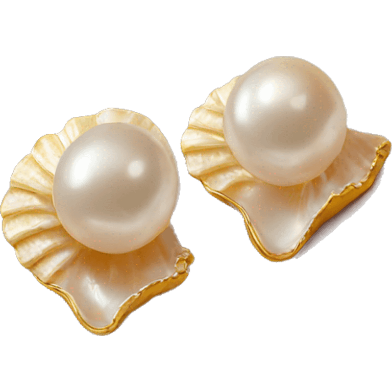 Pearl earrings on shell emoji