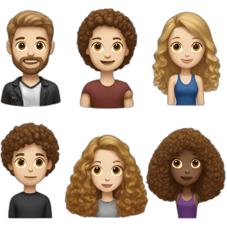 A white man with light brown hair, a white woman with long dark brown hair and a toy poodle with brown hair emoji