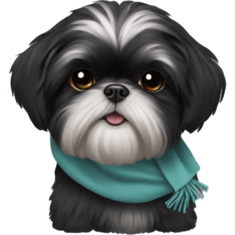 Black Shih Tzu with scarf emoji