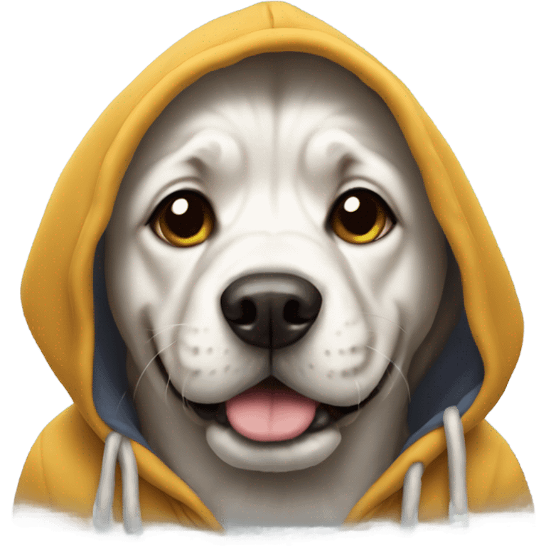 Dog wearing hoodie emoji