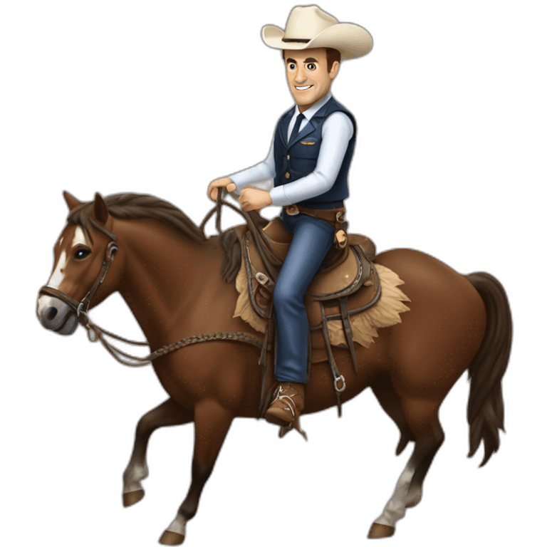 Emanuel Macron qui fait du rodeo emoji