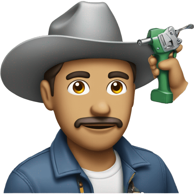 Guy with a staple gun with hat on Mexican emoji