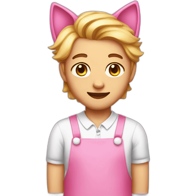 Man with a pink boy cat ears and a maid dress emoji