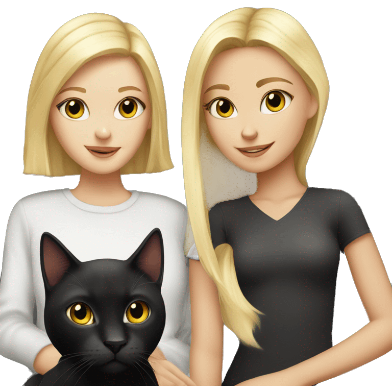 Black cat and blond girl emoji