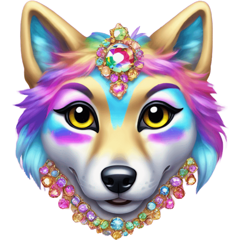 Lisa frank wolf with jewels  emoji