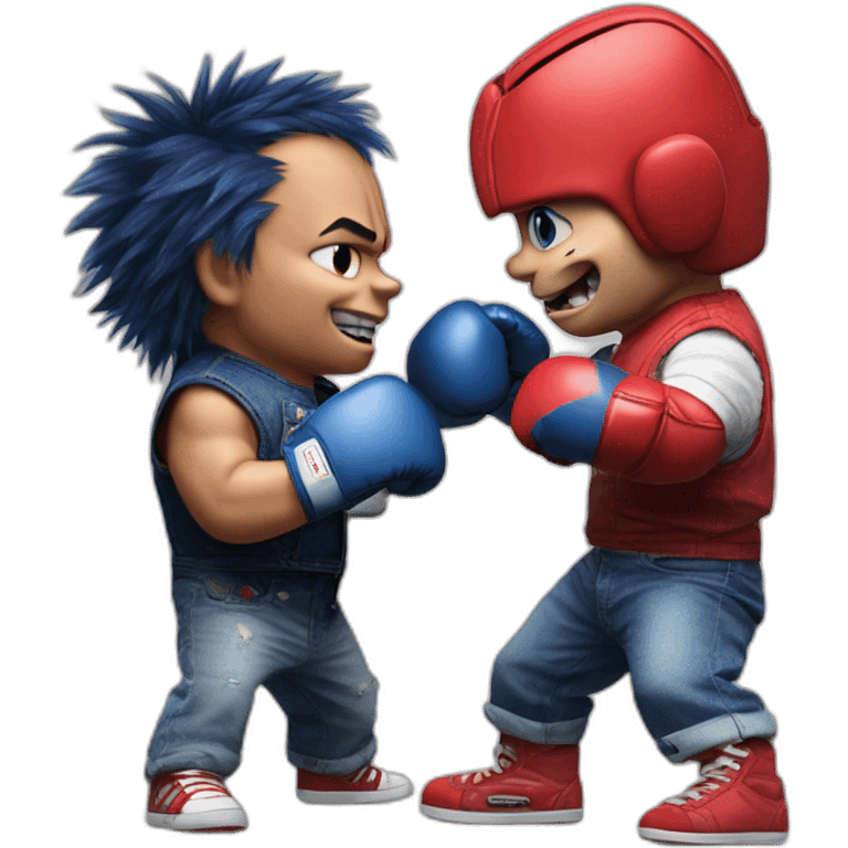 Chucky boxing with stitch emoji