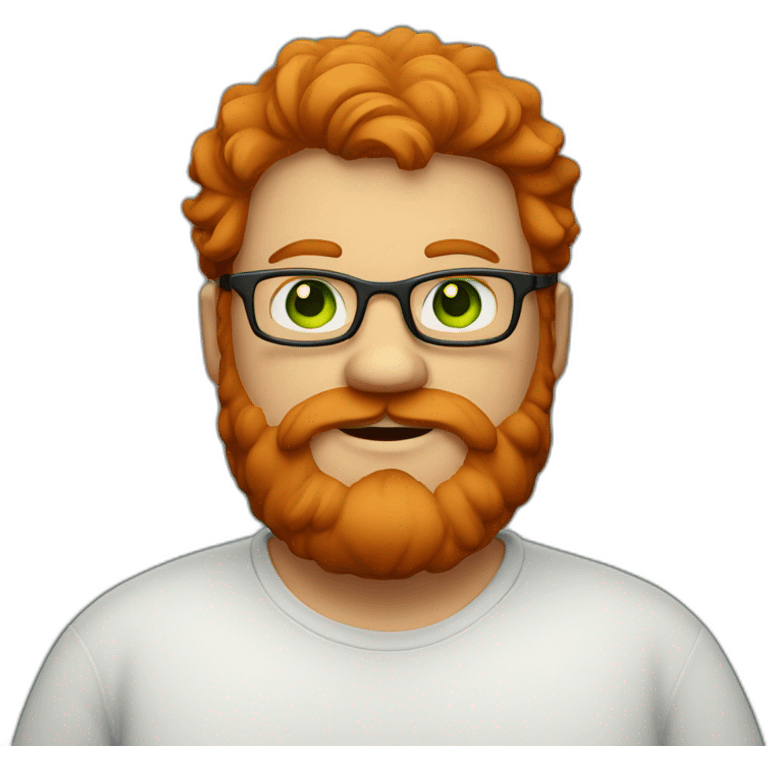 A red-haired fat guy with green eyes and withglasses and a beard emoji