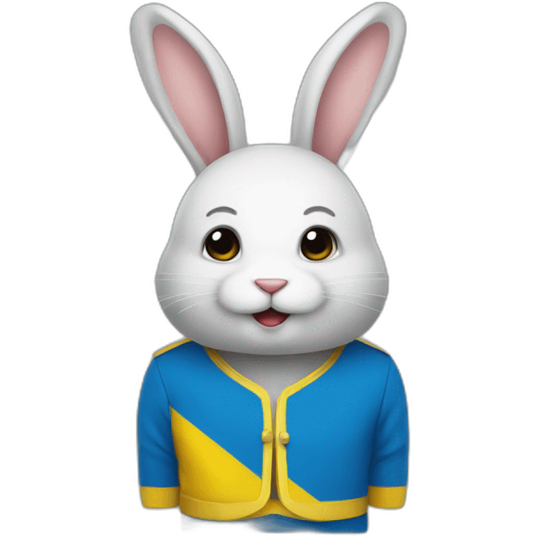 rabbit in a Ukrainian flag costume emoji