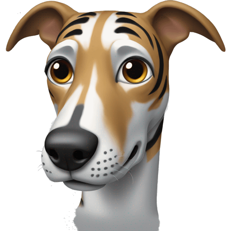  tiger greyhound with grey stripe on its face emoji