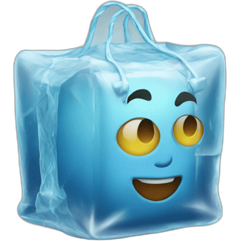 Ice cube bag arriving at party emoji