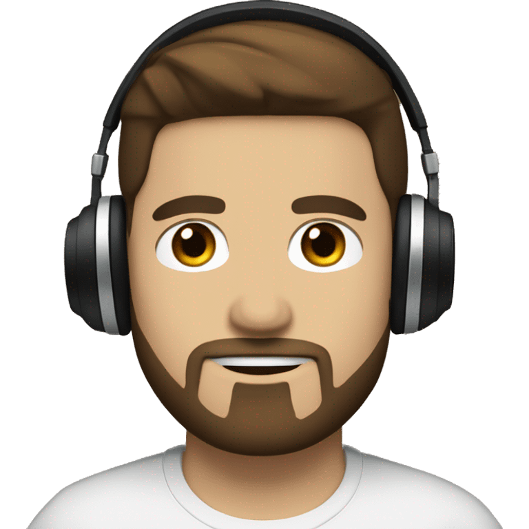 cool guy blue eyes brown hair headphones black goatee emoji