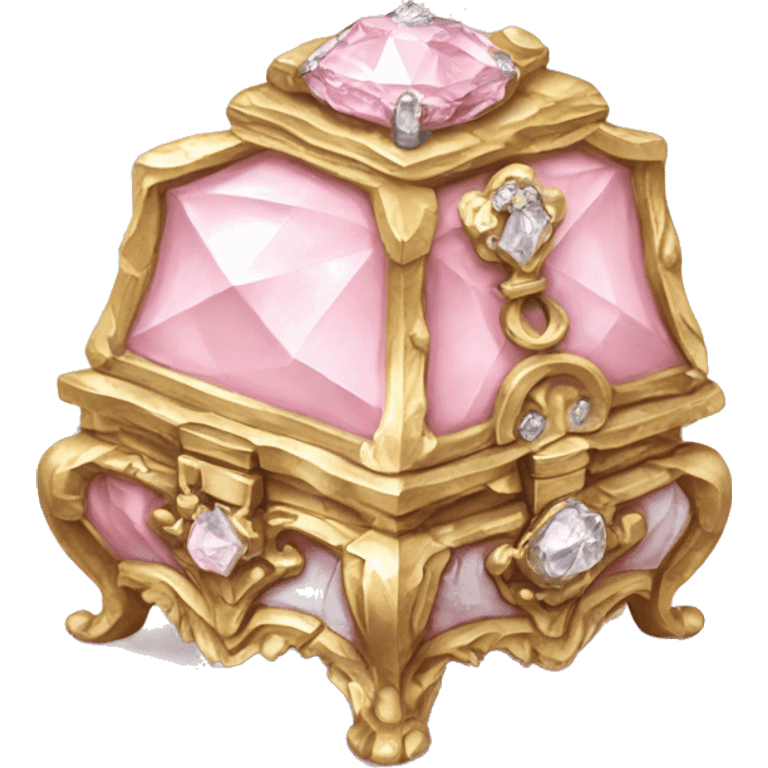 Pale pink Rococo Treasure box filled with diamonds emoji