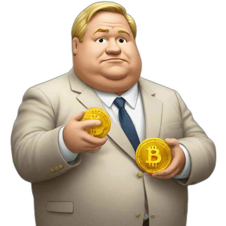 fat bold politician holding bitcoin emoji