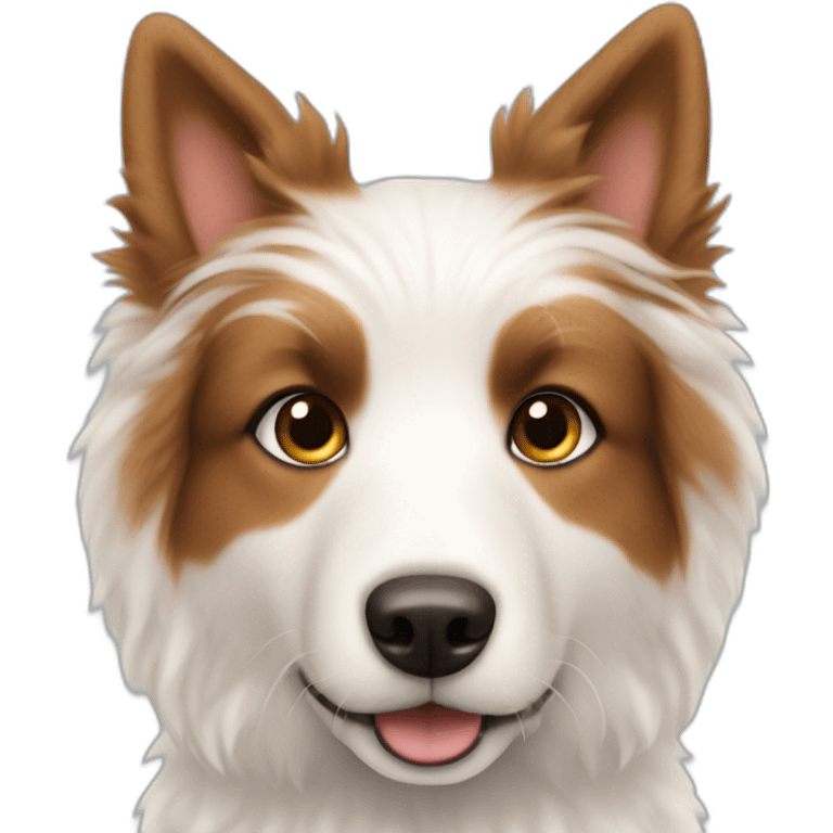 A white fluffy dog with brownish ears emoji