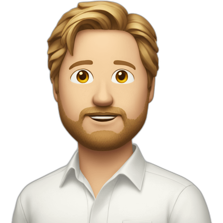 tim heidecker witha beard, white unbuttoned shirt over another white shirt emoji