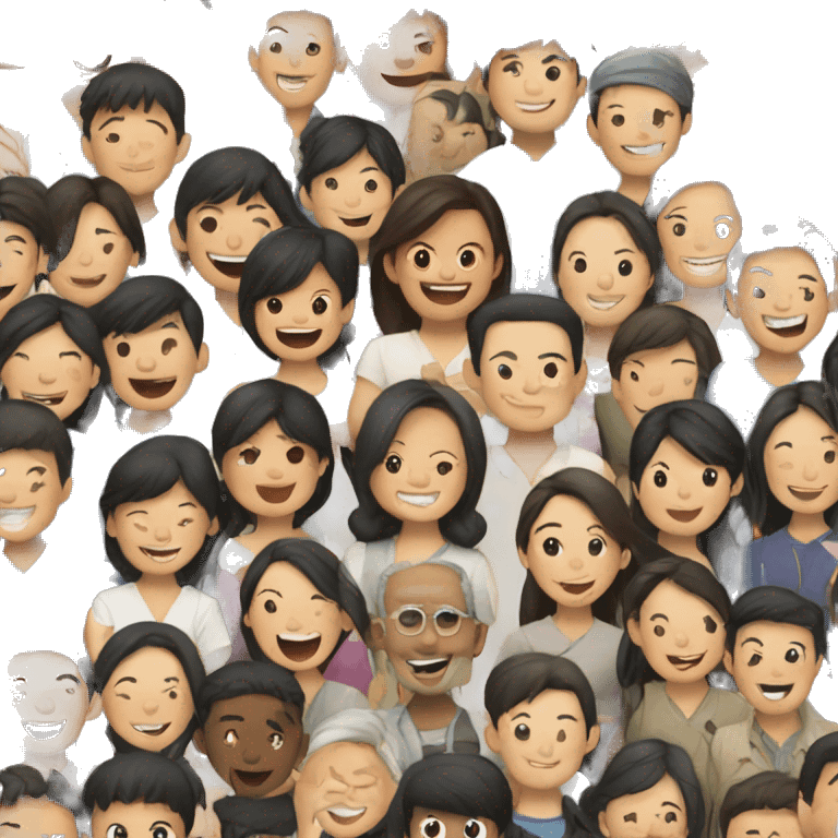 a lot of Asians smile at each other emoji