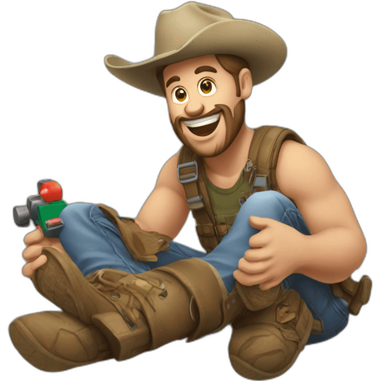 Redneck Guy Playing with Toys emoji