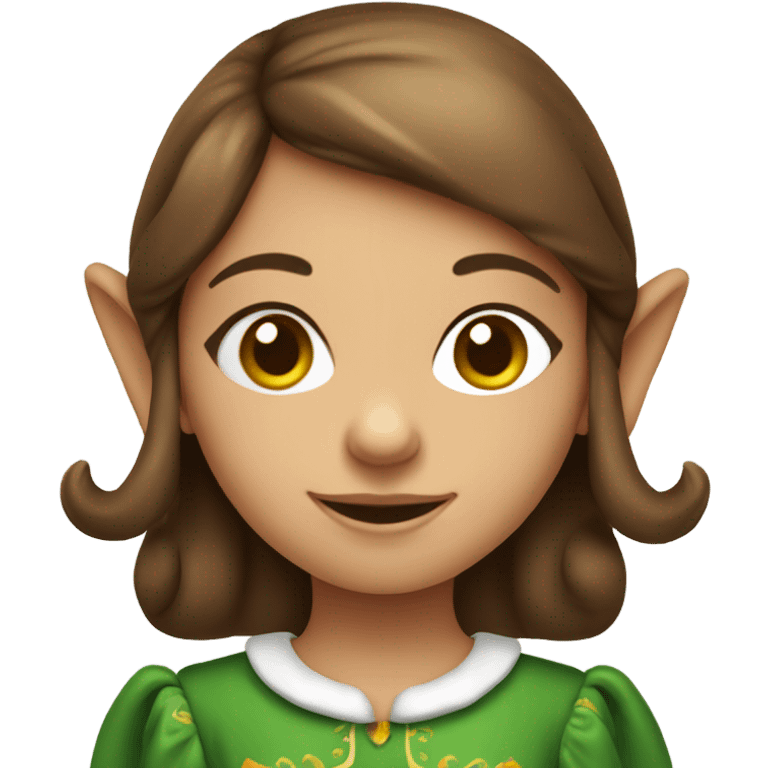 Brown haired little girl Christmas elf emoji