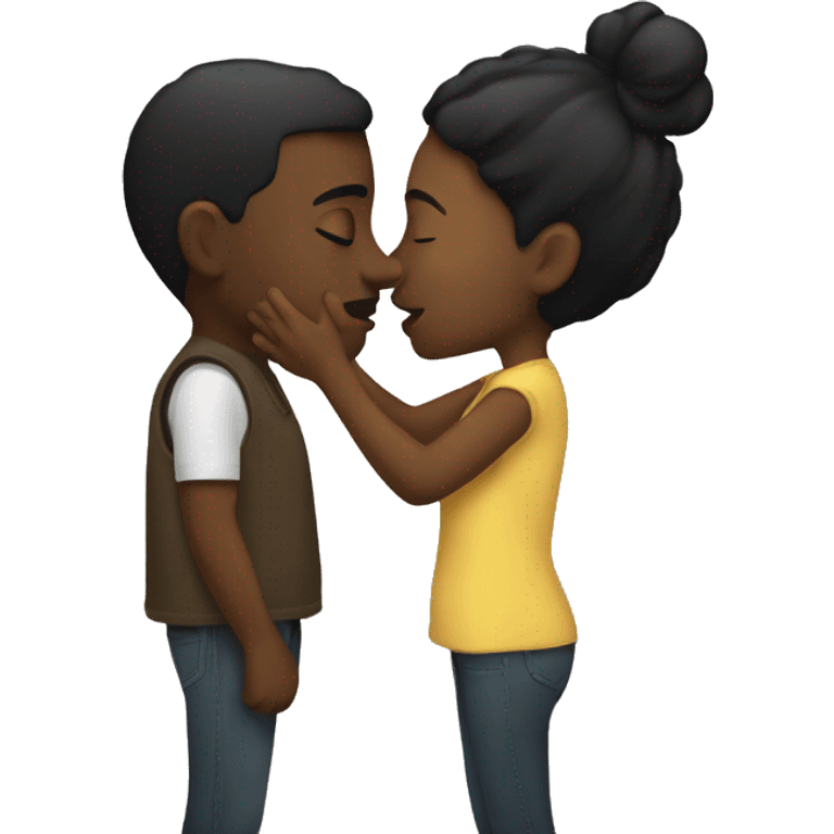 Interracial couples kissing emoji