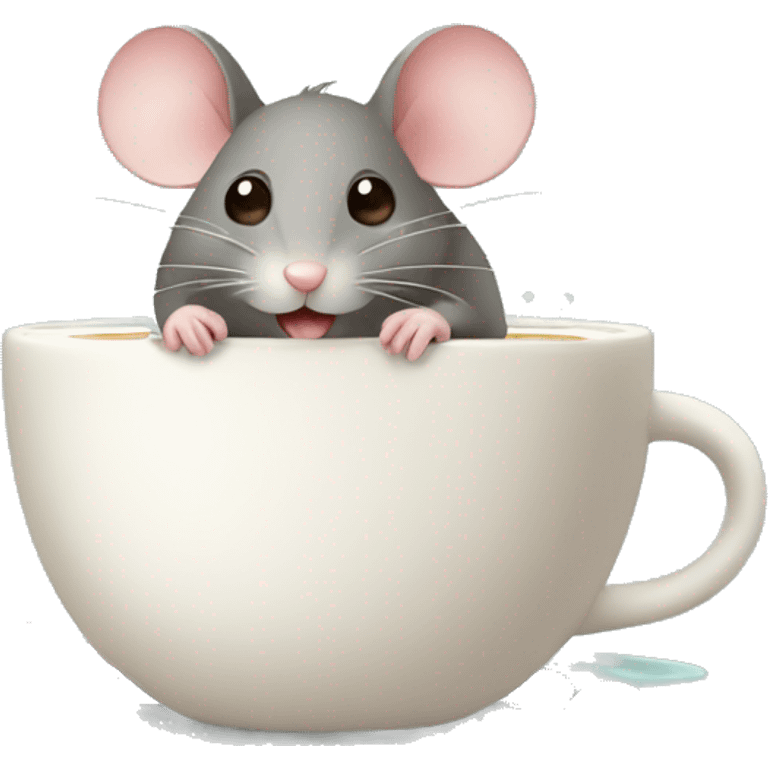 mouse bathing i a cup of coffee emoji