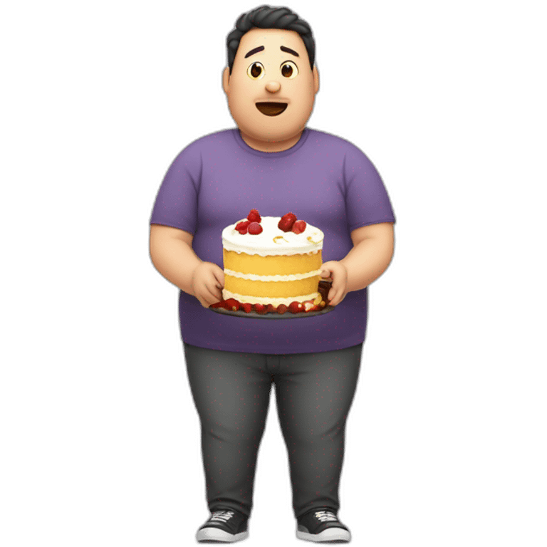 Obese man eating cake emoji