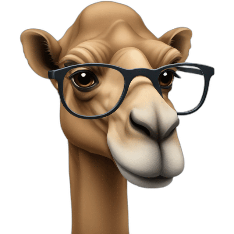 Dark camel with glasses emoji