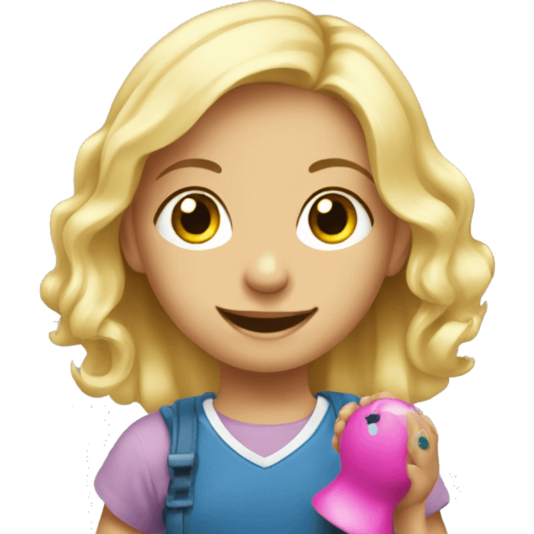 blonde children playing with toys at school emoji