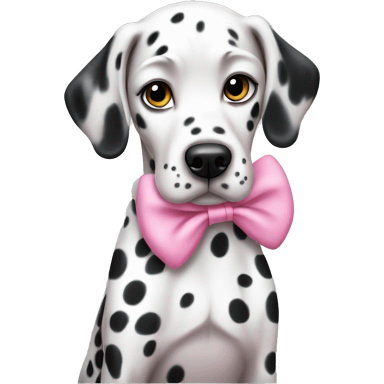 Dalmatian wearing pink bow emoji