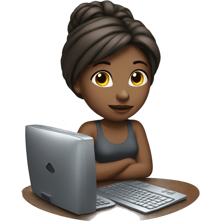 beautiful girl with computer  emoji