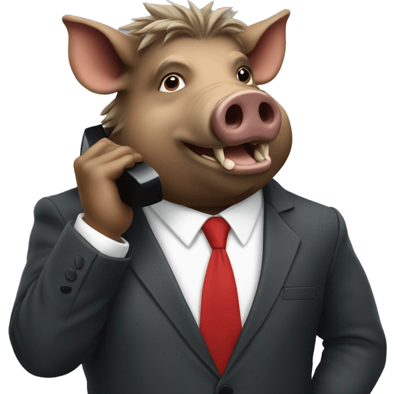 boar in a business suit talking on the phone
 emoji