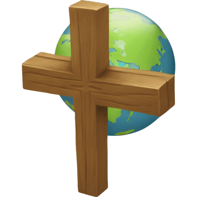 a cross with the globe symbolizing spreading the gospel emoji