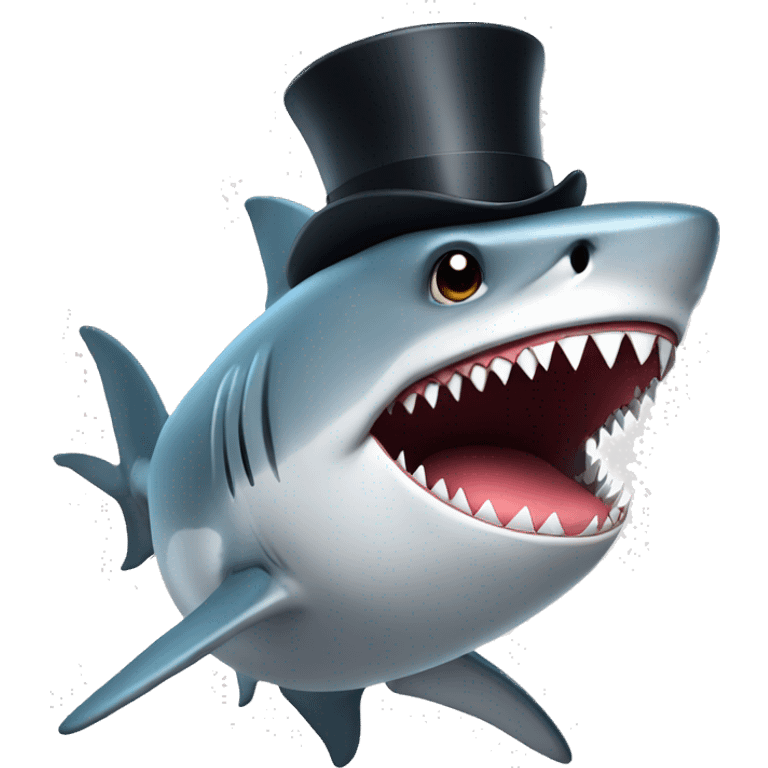 Shark with a top hat emoji