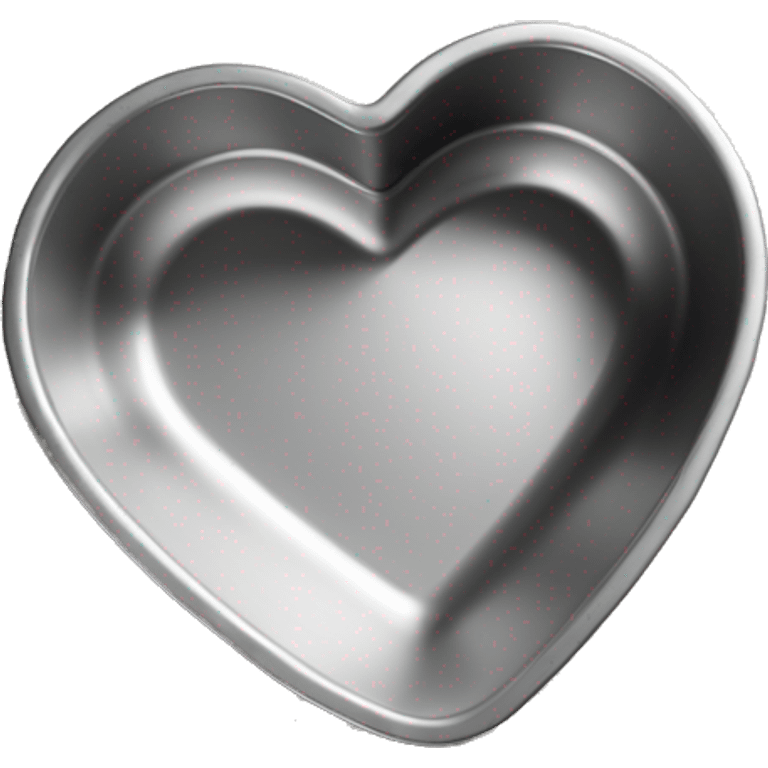 Realistic flat silver heart shaped cake pan laying flat on counter  emoji