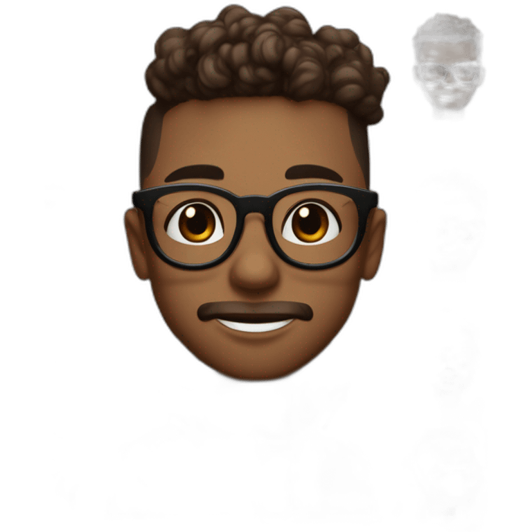 Garçon couleur chocolat au lait cheveux bouclés glacee long  undercut et des lunette streetwear teinte noir emoji