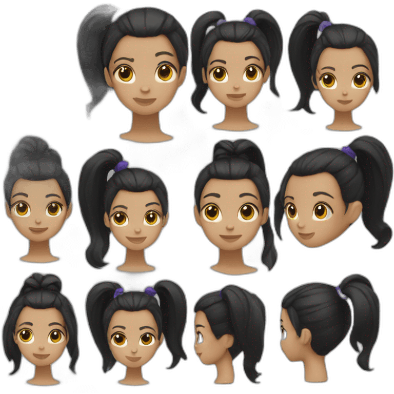 girl with black hair in a ponytail emoji