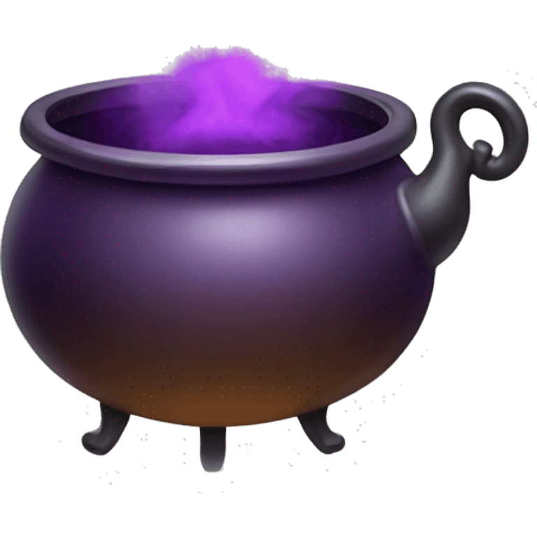 Cauldron with potion and purple steam. emoji